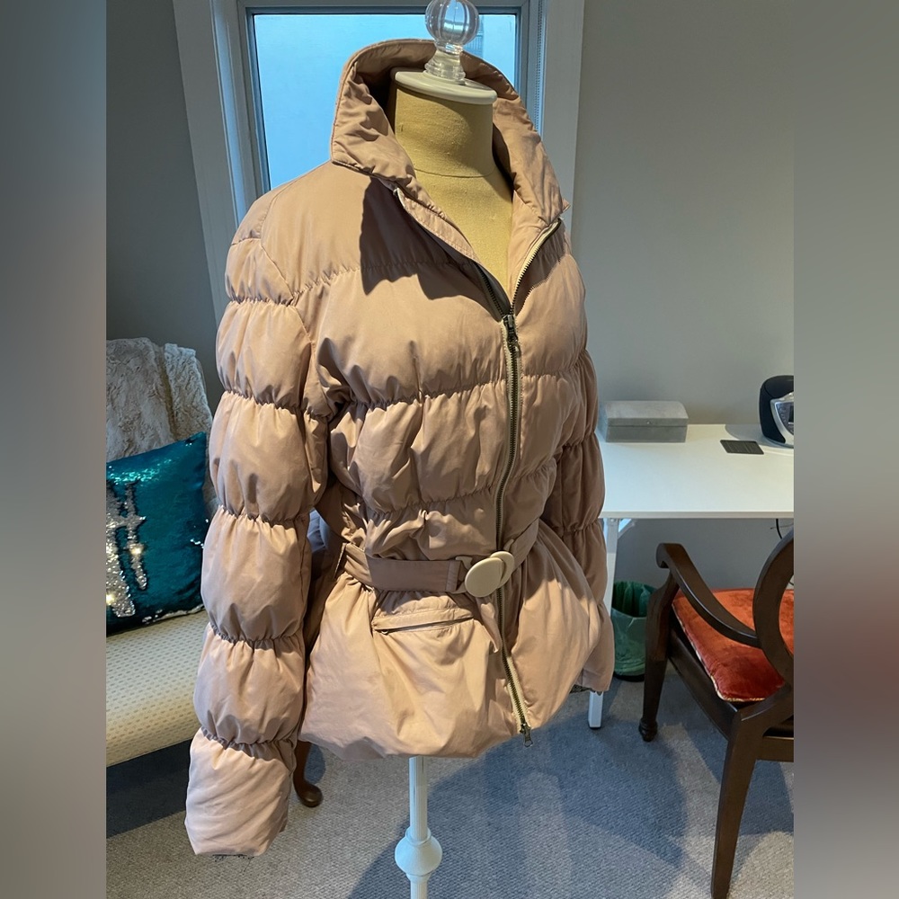 Elizabeth Roberts dusty pink soft puffer jacket